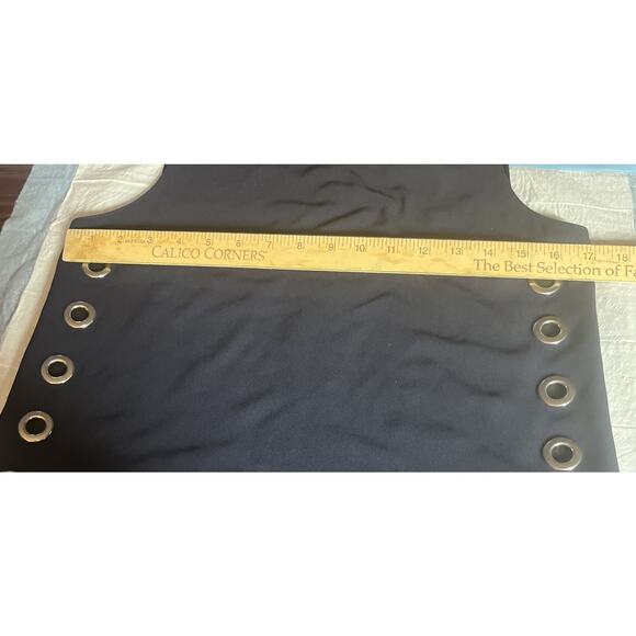 CARMEN MARC VALVO WOMEN'S Dark Blue SLEEVELESS TOP XS Zip Back,Silver Grommets - Picture 9 of 16